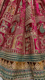 Thumbnail for Jyoti Fashion Women's Rani Pink Velvet Fancy Dori & Sequins with Multi Thread Embroidered with Diamond Work Wedding Lehenga Choli - Distacart