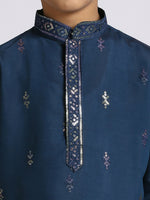 Thumbnail for Joban Fashion Kids Island Traditional Ethnic Wear with Silk Sequence Embroidery Full Sleeves Kurta and Pyjama Set - Blue - Distacart