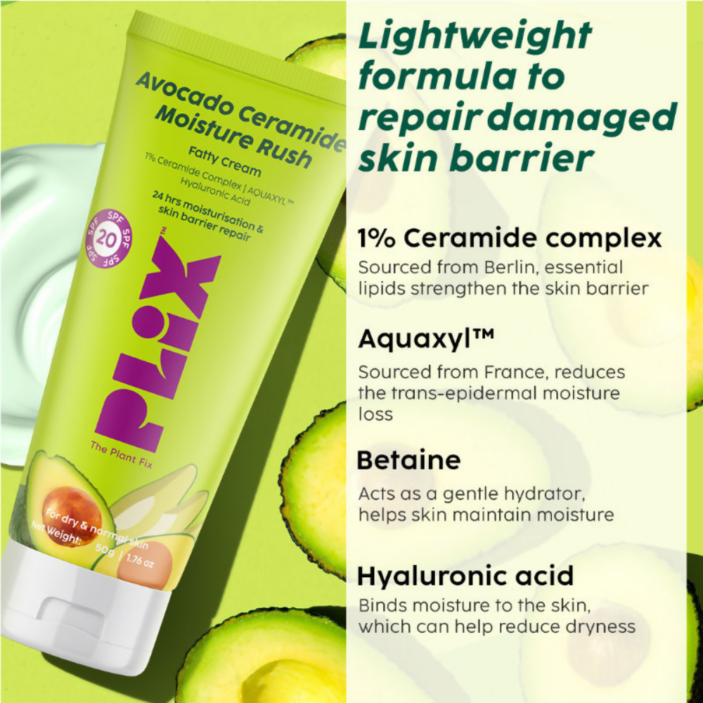 PLIX The Plant Fix Avocado Ceramide Moisture Rush Skincare Duo - Serum & Cream - Distacart