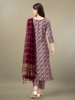 Thumbnail for Jyoti Fashion Women's Maroon Rayon Embroidery & Sequence work Kurta with Trouser & Dupatta - Distacart