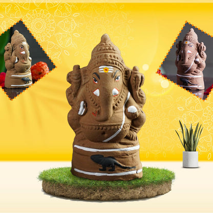 PujaNPujari Eco-Friendly Plantable Seed Ganesha Idol Clay-6inch - Dista