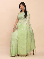 Thumbnail for Astita Linen Cotton Light Green Saree