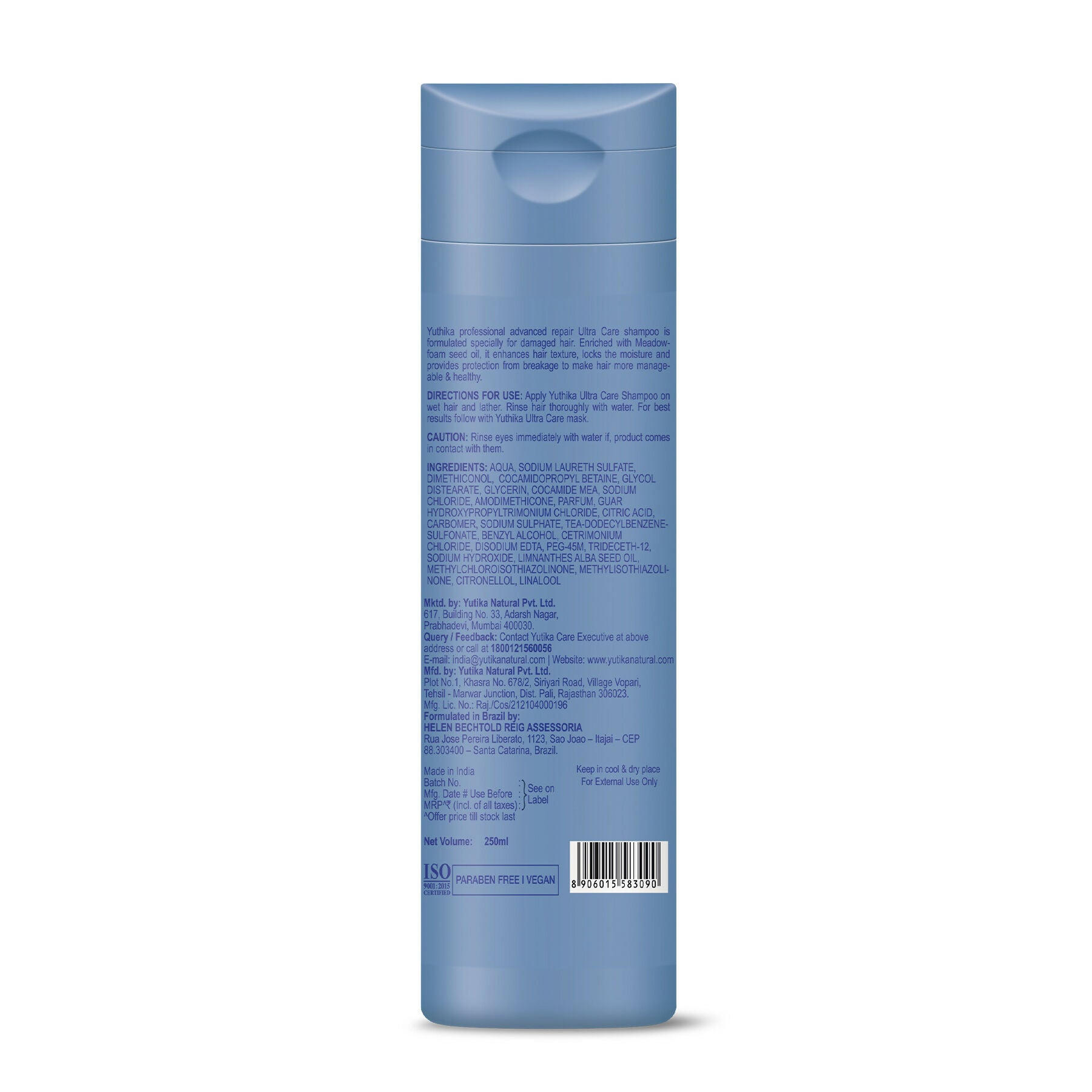 Yuthika Professional Ultra Care Shampoo For Women & Men With Meadfoam Seed Oil - Distacart