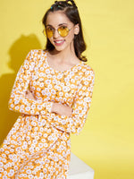 Thumbnail for Lyush Girls Yellow Floral Midi Skater Dress - Distacart