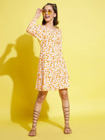 Thumbnail for Lyush Girls Yellow Floral Midi Skater Dress - Distacart