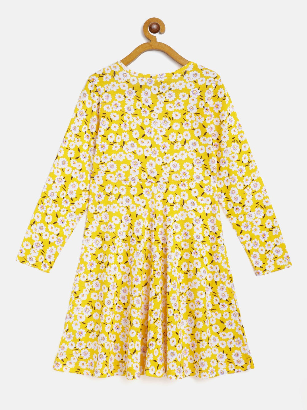 Lyush Girls Yellow Floral Midi Skater Dress - Distacart
