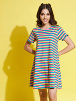 Thumbnail for Lyush Girls Rainbow Stripe Tent Dress - Distacart