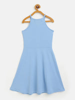 Thumbnail for Lyush Girls Blue Halter Neck Rib Dress - Distacart