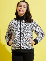 Thumbnail for Lyush Girls White Leopard Quilted Bomber Jacket - Distacart