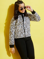 Thumbnail for Lyush Girls White Leopard Quilted Bomber Jacket - Distacart
