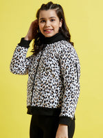 Thumbnail for Lyush Girls White Leopard Quilted Bomber Jacket - Distacart