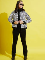 Thumbnail for Lyush Girls White Leopard Quilted Bomber Jacket - Distacart