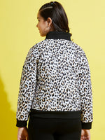 Thumbnail for Lyush Girls White Leopard Quilted Bomber Jacket - Distacart
