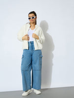 Thumbnail for Lyush Girl White Double Fur Front Zipper Regular Jacket - Distacart