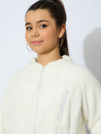 Thumbnail for Lyush Girl White Double Fur Front Zipper Regular Jacket