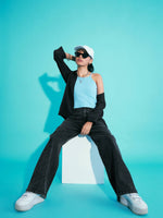 Thumbnail for Lyush Girls Black Acid Wash Side Pocket Wide Leg Jeans - Distacart