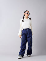 Thumbnail for Lyush Girls Blue Wash Side Pockets Cargo Jeans - Distacart