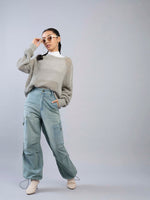 Thumbnail for Lyush Girls Blue Wash Side Pintuck Cargo Jeans - Distacart