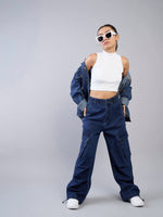 Thumbnail for Lyush Girls Blue Blast Side Pintuck Detail Jeans - Distacart