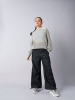 Thumbnail for Lyush Girls Black Wash Tencel Pull Hem Cargo Jeans - Distacart