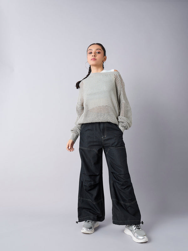 Lyush Girls Black Wash Tencel Pull Hem Cargo Jeans - Distacart