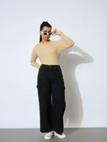 Thumbnail for Lyush Girl Jet Black Denim Side Pocket Straight Jeans - Distacart
