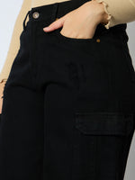 Thumbnail for Lyush Girl Jet Black Denim Side Pocket Straight Jeans - Distacart