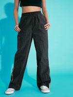 Thumbnail for Lyush Girls Black Out Seam Neon Zipper Cargo Parachute Pants - Distacart