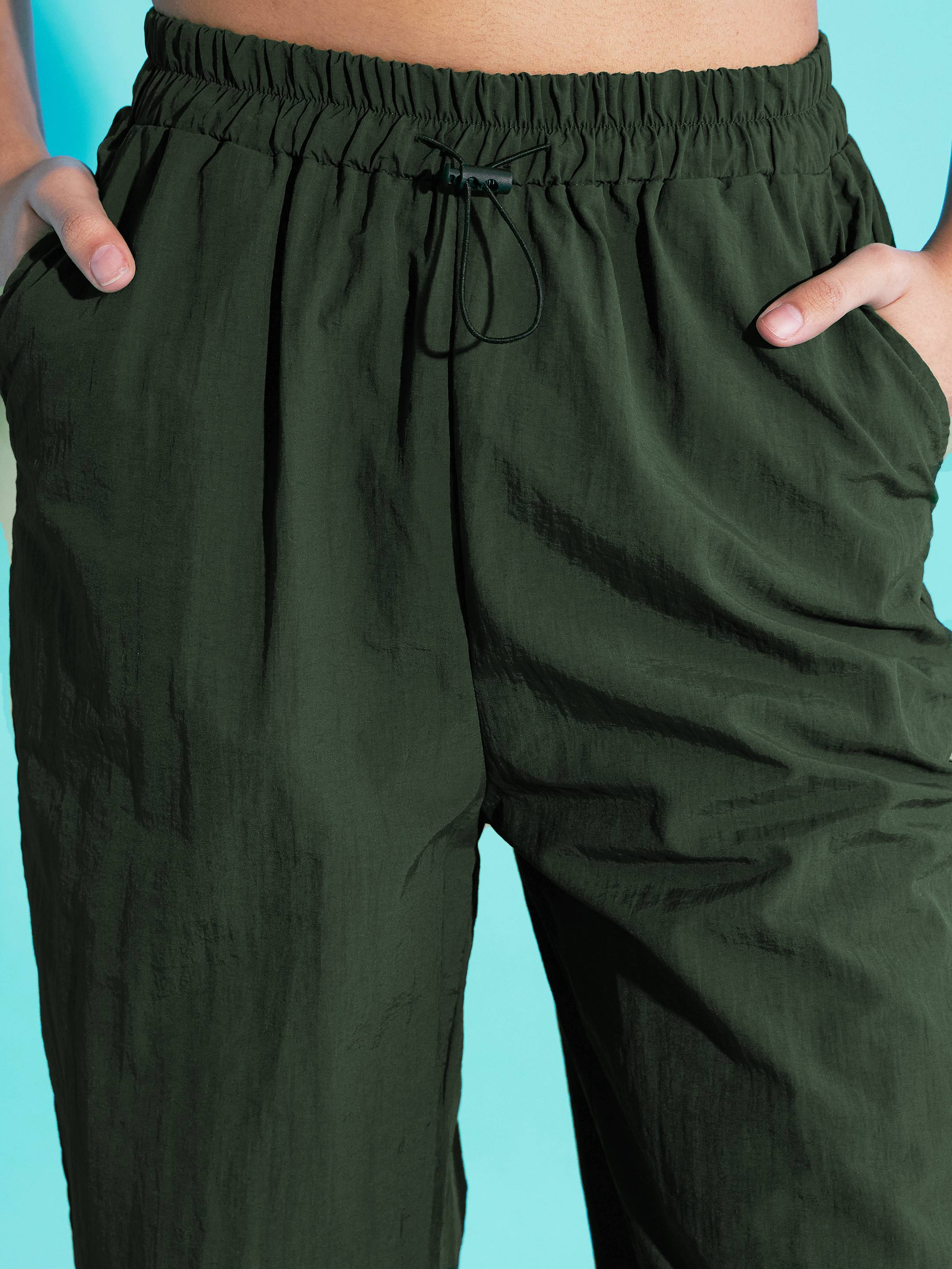 Lyush Girls Green Out Seam Neon Zipper Cargo Parachute Pants - Distacart