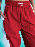 Thumbnail for Lyush Girls Red Contrast Pocket Cargo Parachute Pants - Distacart