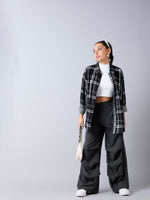 Thumbnail for Lyush Girls Grey Pintuck Parachute Cargos - Distacart