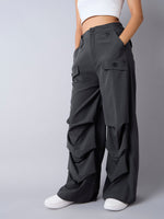 Thumbnail for Lyush Girls Grey Pintuck Parachute Cargos - Distacart
