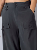 Thumbnail for Lyush Girls Grey Pintuck Parachute Cargos - Distacart