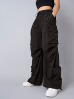 Thumbnail for Lyush Girls Black Multi Pockets Parachute Cargos - Distacart