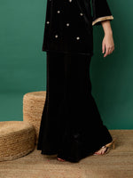 Thumbnail for Lyush Girl Black Velvet Kali Palazzos - Distacart
