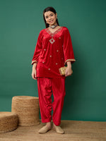 Thumbnail for Lyush Girl Red Velvet Salwar Pants - Distacart