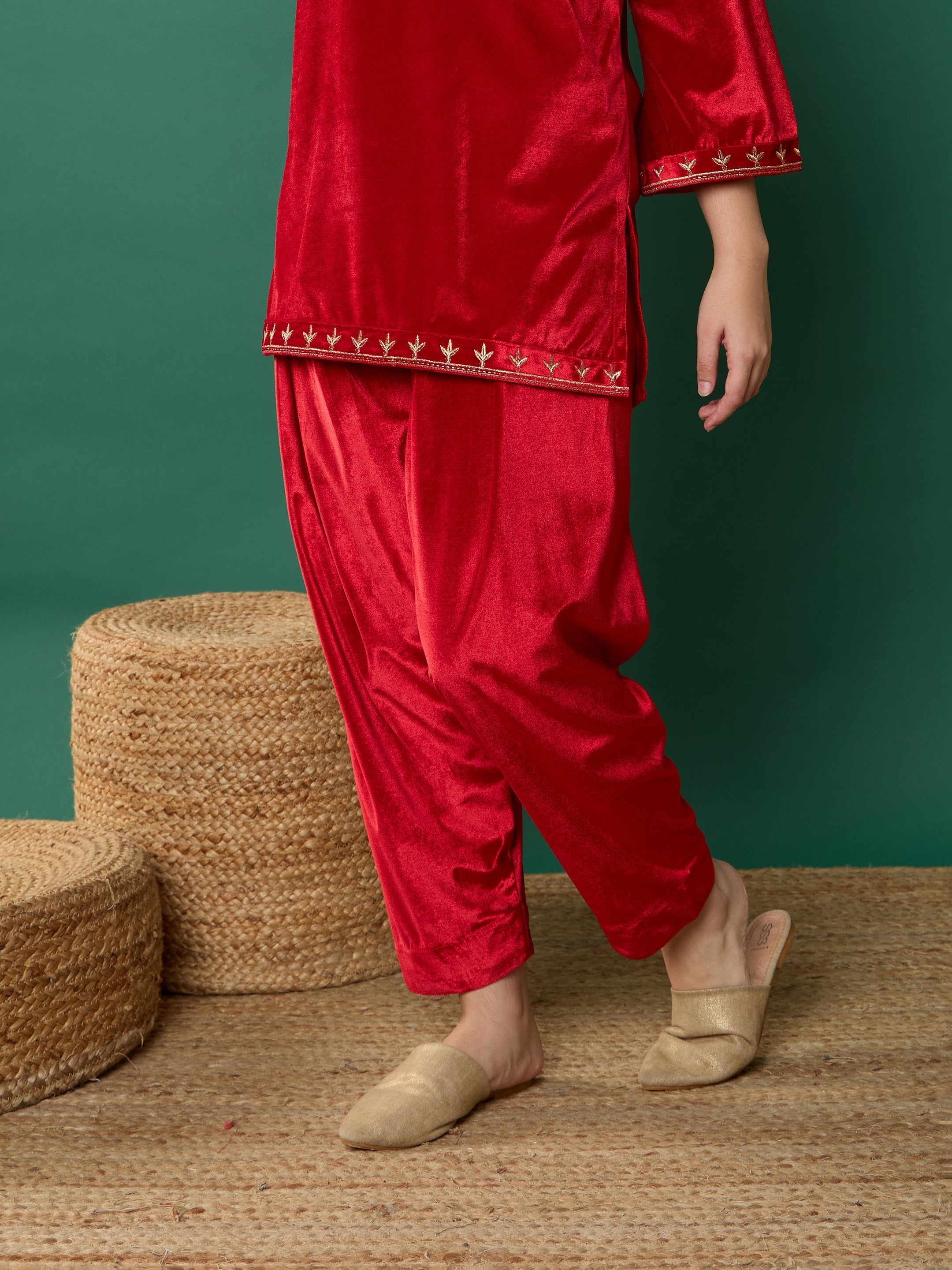 Lyush Girl Red Velvet Salwar Pants - Distacart