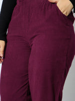 Thumbnail for Lyush Girl Maroon Corduroy Paper Bag Waist Pants - Distacart