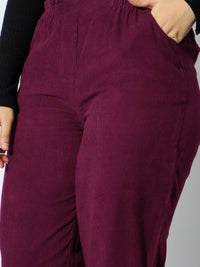 Thumbnail for Lyush Girl Maroon Corduroy Paper Bag Waist Pants
