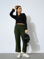 Thumbnail for Lyush Girl Olive Corduroy Paper Bag Waist Pants - Distacart