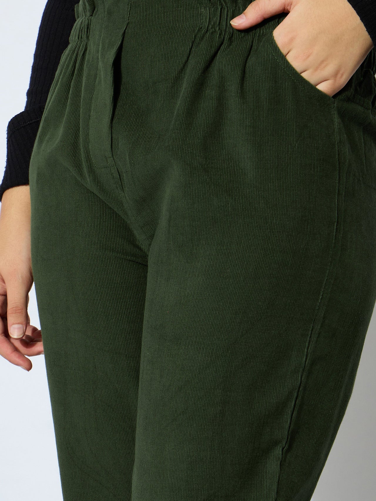 Lyush Girl Olive Corduroy Paper Bag Waist Pants