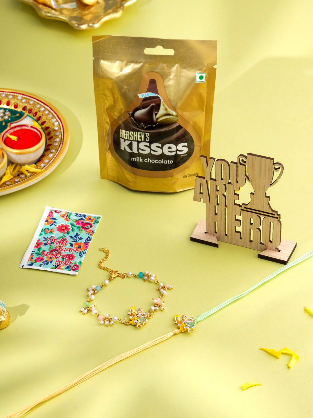 NVR Set of 2 Multicolor Gold Toned Radha Krishna Beaded Bhaiya Bhabhi Rakhi Combo - Distacart