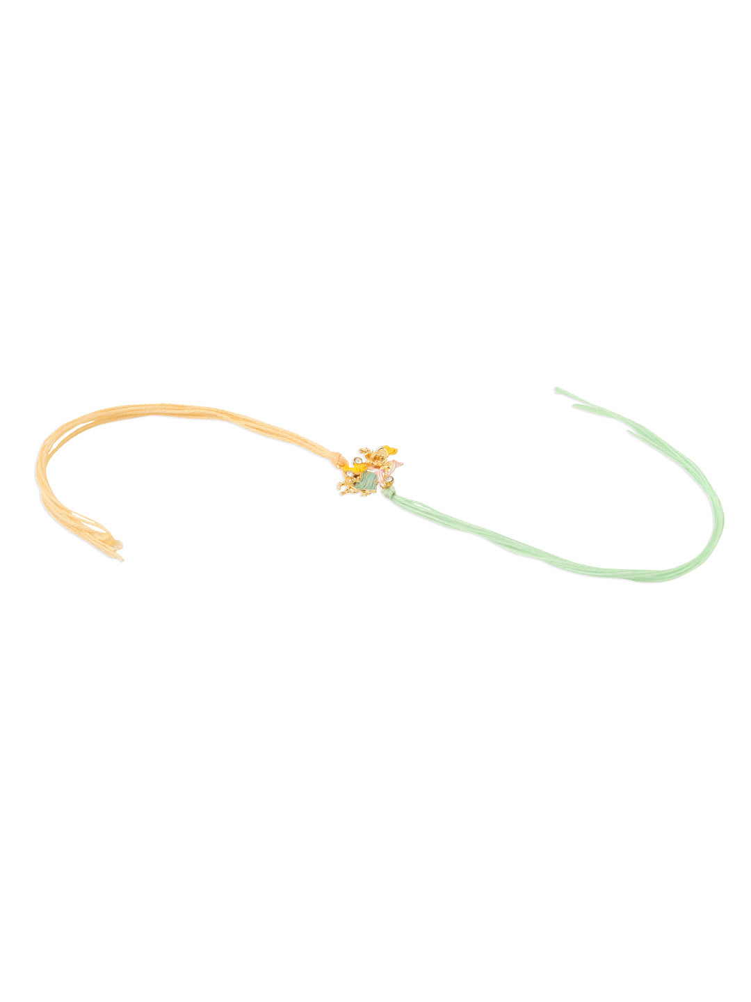 NVR Set of 2 Multicolor Gold Toned Radha Krishna Beaded Bhaiya Bhabhi Rakhi Combo