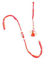 Thumbnail for NVR Set of 2 Multicolor Artificial Stones & Beads Bhaiya Bhabhi Rakhi with Roli Chawal Chandan & Mishri