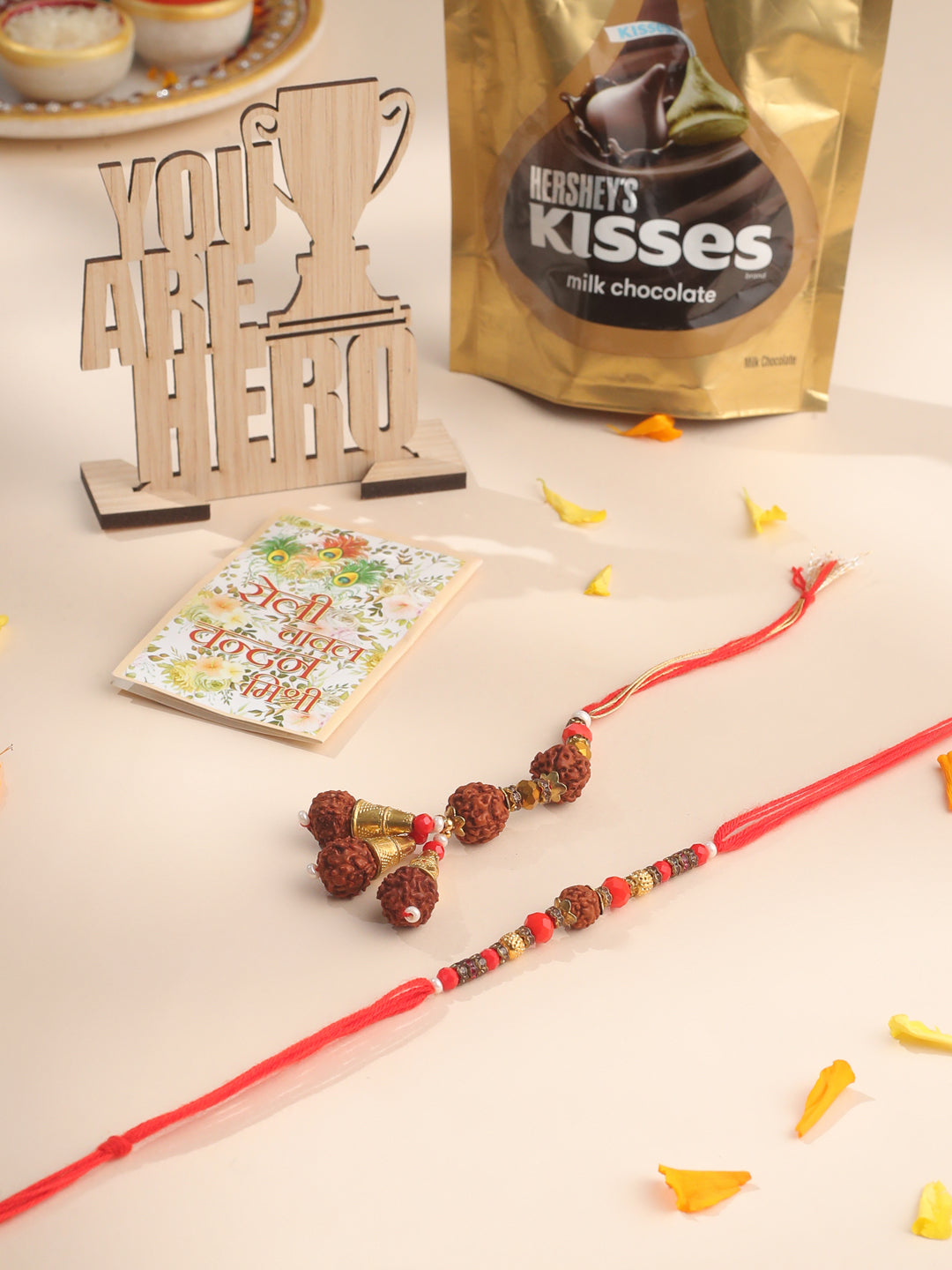 NVR Set of 2 Multicolor Rudraksh & Beads Bhaiya Bhabhi Rakhi Combo - Distacart