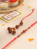 Thumbnail for NVR Set of 2 Multicolor Rudraksh & Beads Bhaiya Bhabhi Rakhi with Roli Chawal Chandan & Mishri