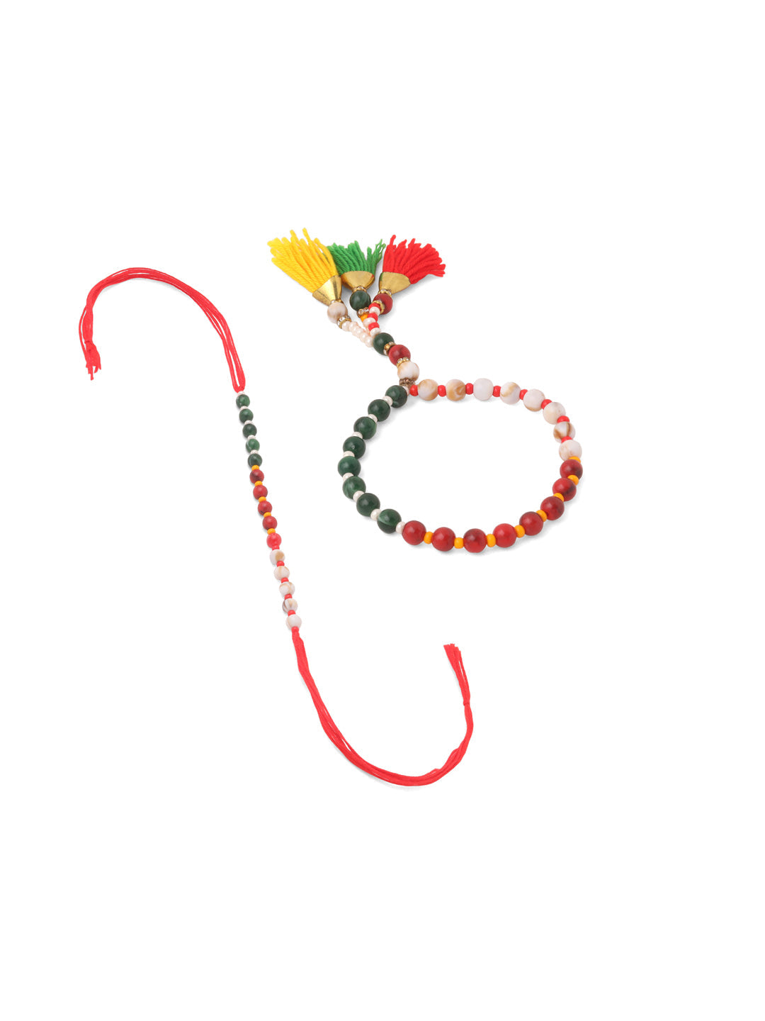 NVR Multicolor Artificial Beads Set of 2 Bhaiya Bhabhi Rakhi with Roli Chawal Chandan & Mishri - Distacart