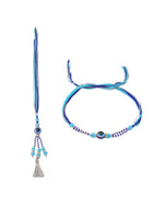 Thumbnail for NVR Set of 2 Blue Evil Eye Artificial Beads Bhaiya Bhabhi Rakhi Combo