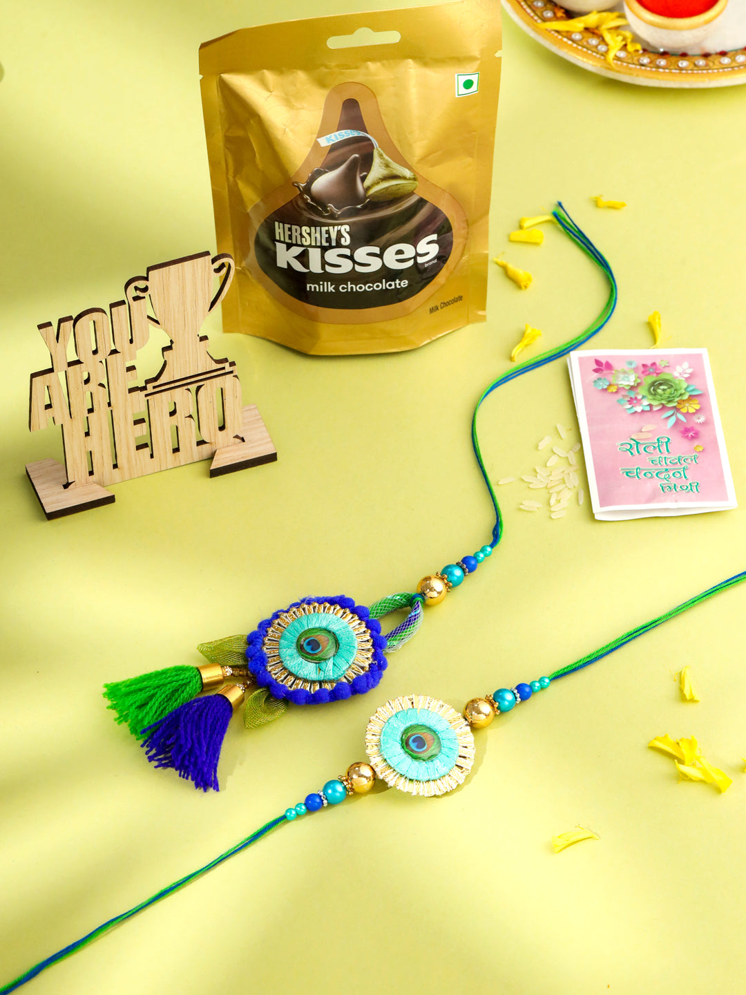 NVR Set of 2 Multicolor Artificial Beads Bhaiya Bhabhi Rakhi Combo - Distacart