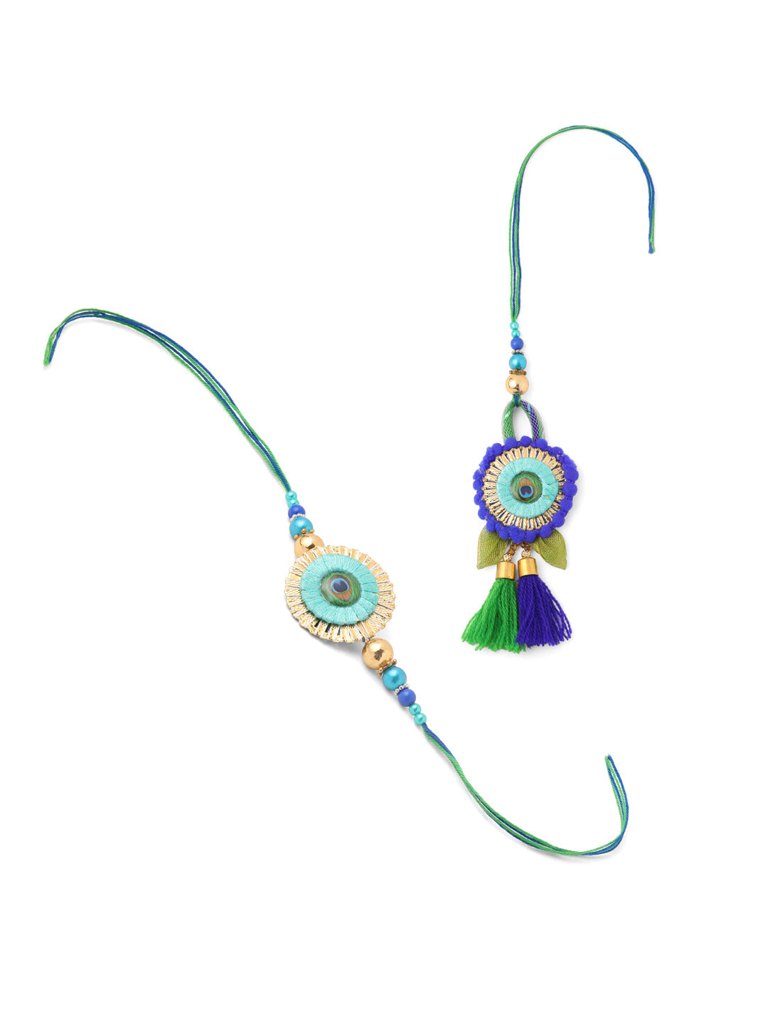 NVR Set of 2 Multicolor Artificial Beads Bhaiya Bhabhi Rakhi Combo - Distacart